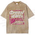 Unisex Dont Wanna Be Idiots Green Day Graffiti Printed Washed Tee