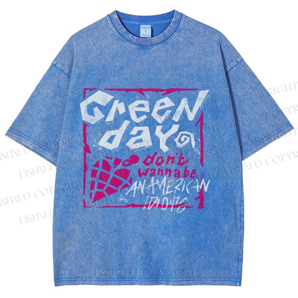 Unisex Dont Wanna Be Idiots Green Day Graffiti Printed Washed Tee