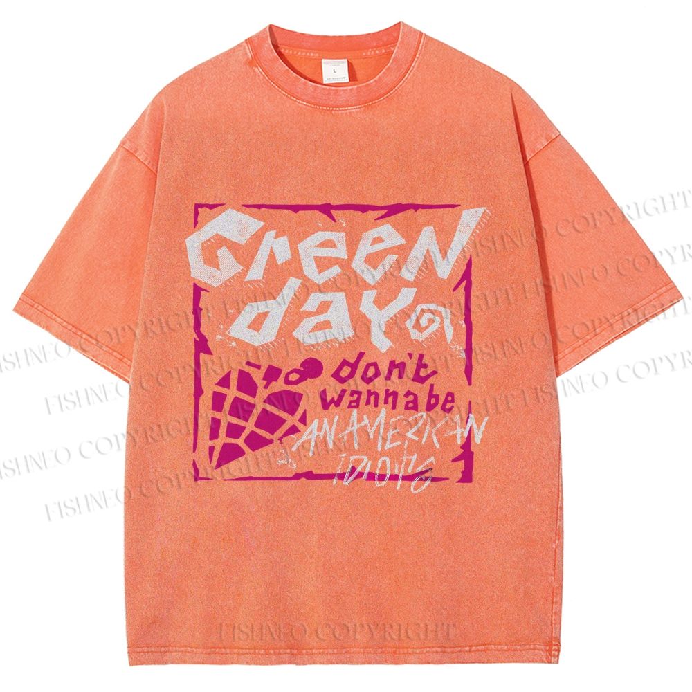 Unisex Dont Wanna Be Idiots Green Day Graffiti Printed Washed Tee