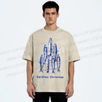 Unisex Sardine Christmas Lights Printed Washed Tee