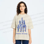 Unisex Sardine Christmas Lights Printed Washed Tee
