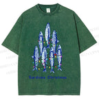 Unisex Sardine Christmas Lights Printed Washed Tee