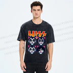 Unisex Hiss Sound From Punk Cat Band Printed Washed Tee