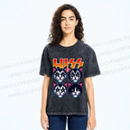 Unisex Hiss Sound From Punk Cat Band Printed Washed Tee