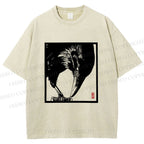 Unisex Vintage Crow Printed Washed Tee