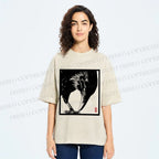 Unisex Vintage Crow Printed Washed Tee