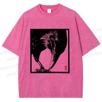 Unisex Vintage Crow Printed Washed Tee