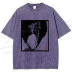Unisex Vintage Crow Printed Washed Tee