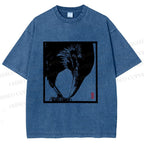 Unisex Vintage Crow Printed Washed Tee