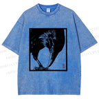 Unisex Vintage Crow Printed Washed Tee