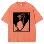 Unisex Vintage Crow Printed Washed Tee