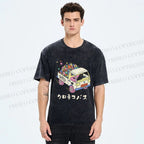 Unisex Black Cat Delivers Stars Printed Washed Tee