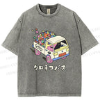 Unisex Black Cat Delivers Stars Printed Washed Tee
