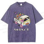 Unisex Black Cat Delivers Stars Printed Washed Tee