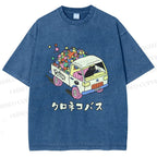 Unisex Black Cat Delivers Stars Printed Washed Tee
