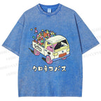 Unisex Black Cat Delivers Stars Printed Washed Tee