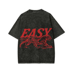 Unisex Easy Tiger Front And Back Printed Washed Tee
