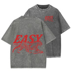 Unisex Easy Tiger Front And Back Printed Washed Tee