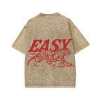 Unisex Easy Tiger Front And Back Printed Washed Tee