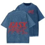 Unisex Easy Tiger Front And Back Printed Washed Tee