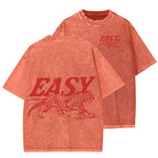 Unisex Easy Tiger Front And Back Printed Washed Tee