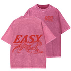 Unisex Easy Tiger Front And Back Printed Washed Tee