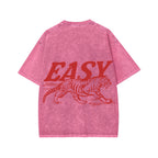 Unisex Easy Tiger Front And Back Printed Washed Tee