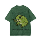 Unisex Frog Me No Problemo Narrator But It Was All Problemo Front And Back Printed Washed Tee