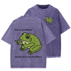 Unisex Frog Me No Problemo Narrator But It Was All Problemo Front And Back Printed Washed Tee