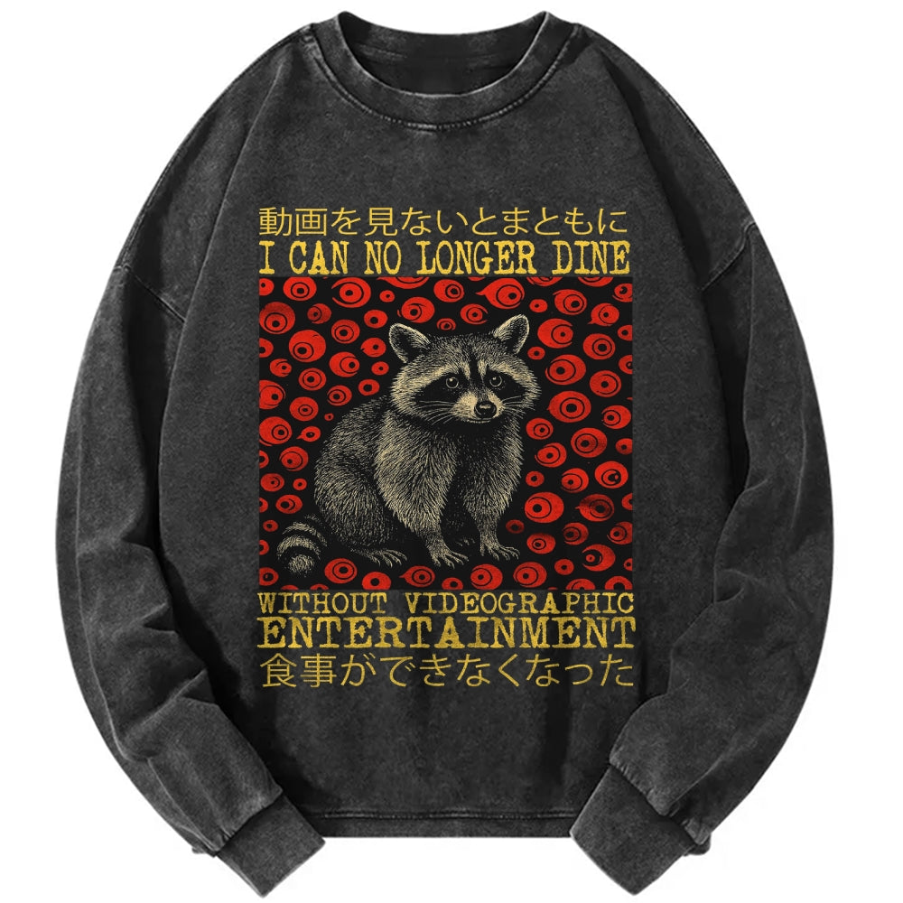 Unisex I can no longer dine Raccoon Vintage Japanese Funny Raccoon Shirt Meme Vintage Washed Sweatshirts