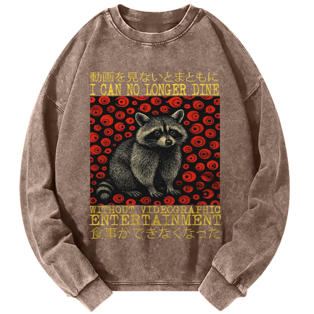 Unisex I can no longer dine Raccoon Vintage Japanese Funny Raccoon Shirt Meme Vintage Washed Sweatshirts