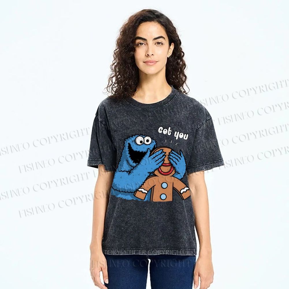 Unisex Got You Cookie Monster Printed Washed Tee