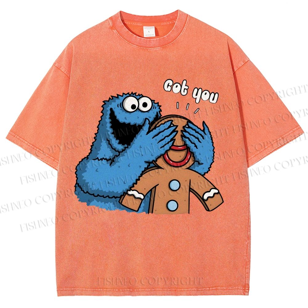 Unisex Got You Cookie Monster Printed Washed Tee