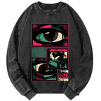Unisex Facial Fragments Vintage Washed Sweatshirts