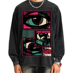 Unisex Facial Fragments Vintage Washed Sweatshirts