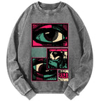 Unisex Facial Fragments Vintage Washed Sweatshirts