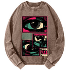 Unisex Facial Fragments Vintage Washed Sweatshirts