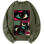 Unisex Facial Fragments Vintage Washed Sweatshirts