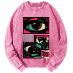 Unisex Facial Fragments Vintage Washed Sweatshirts