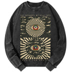 Unisex Casual Washed Future in Mind Printed Long Sleeve T-shirt