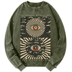 Unisex Casual Washed Future in Mind Printed Long Sleeve T-shirt
