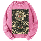 Unisex Casual Washed Future in Mind Printed Long Sleeve T-shirt