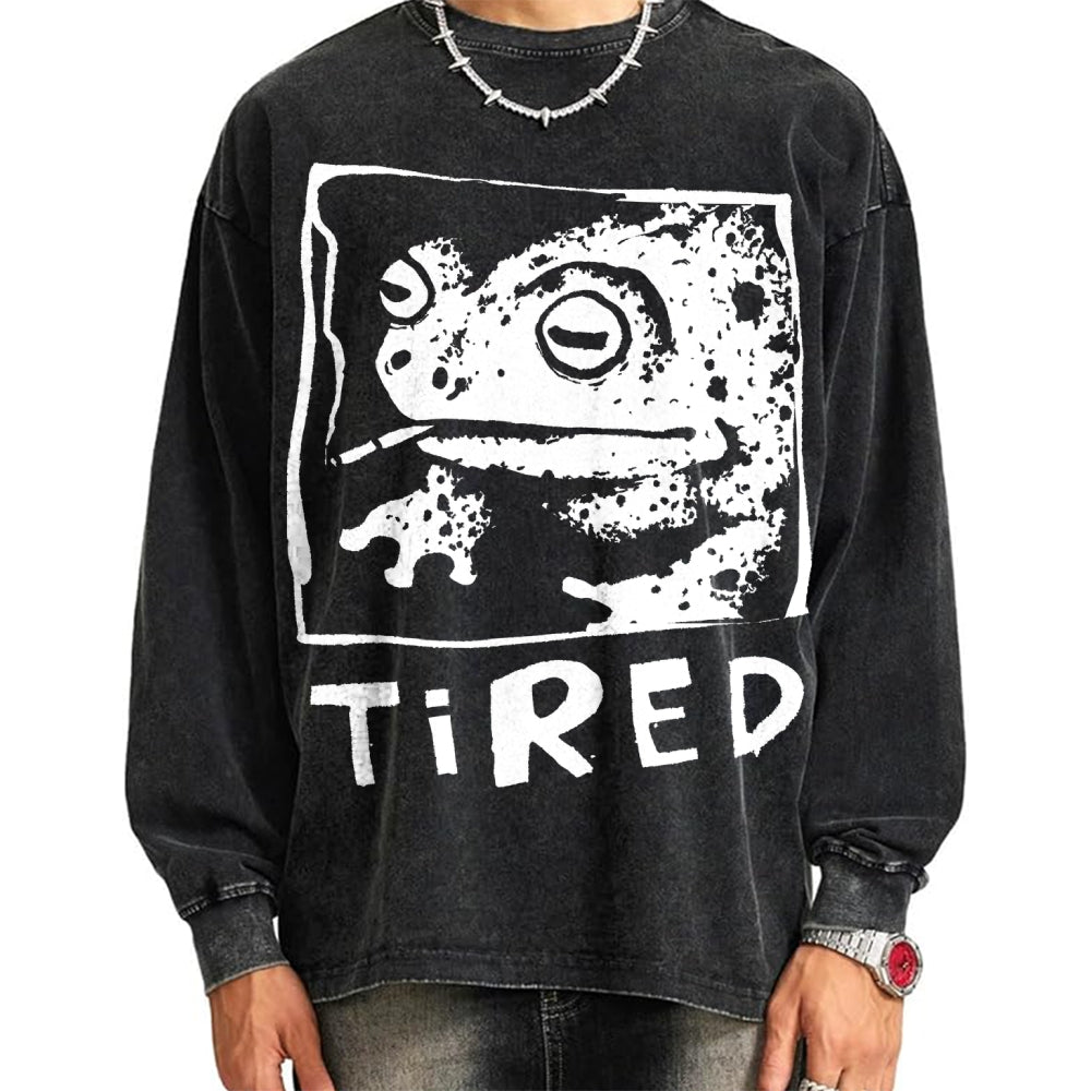 Unisex Tired Frog Vintage Washed Sweatshirts
