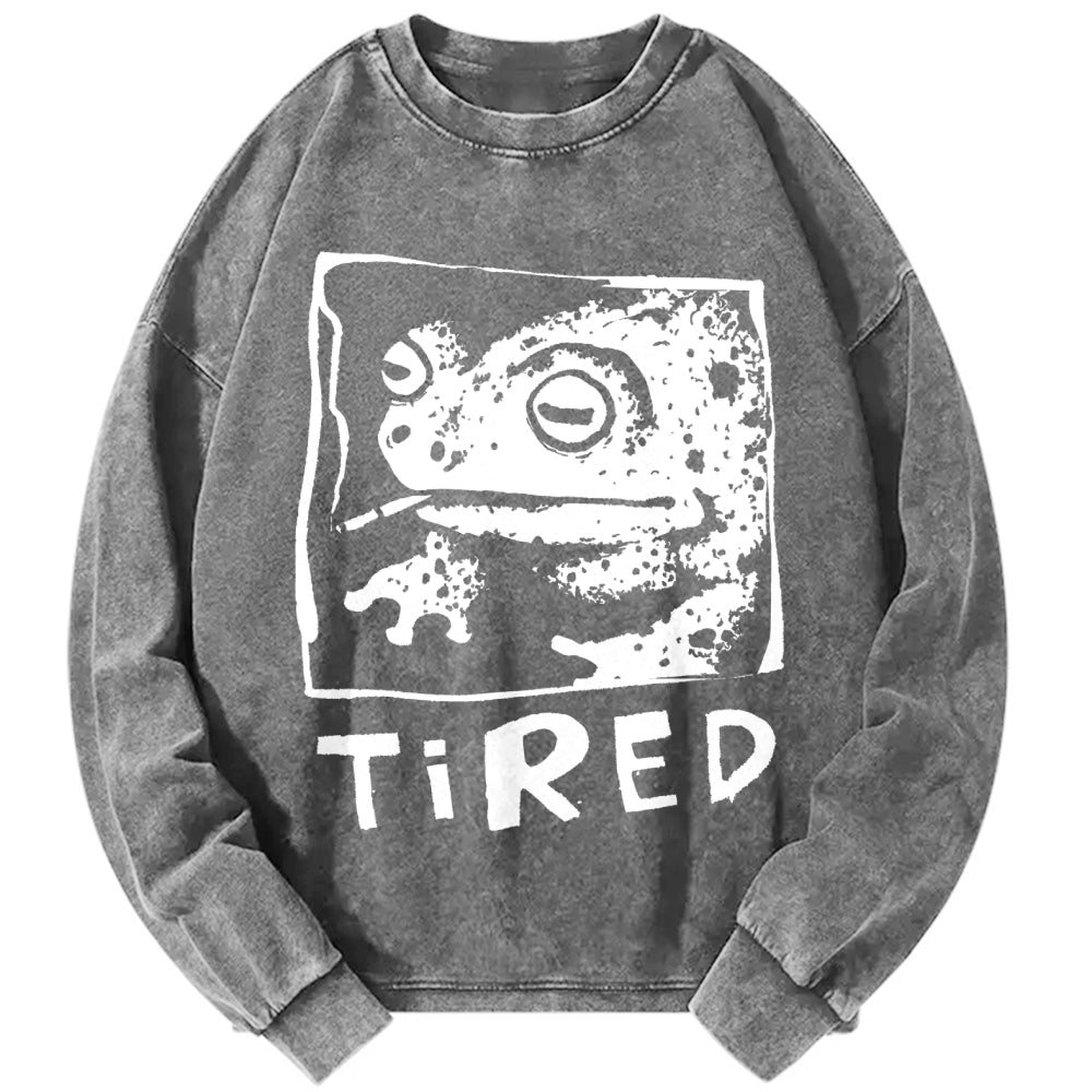 Unisex Tired Frog Vintage Washed Sweatshirts