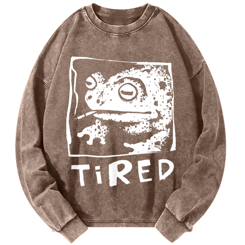 Unisex Tired Frog Vintage Washed Sweatshirts