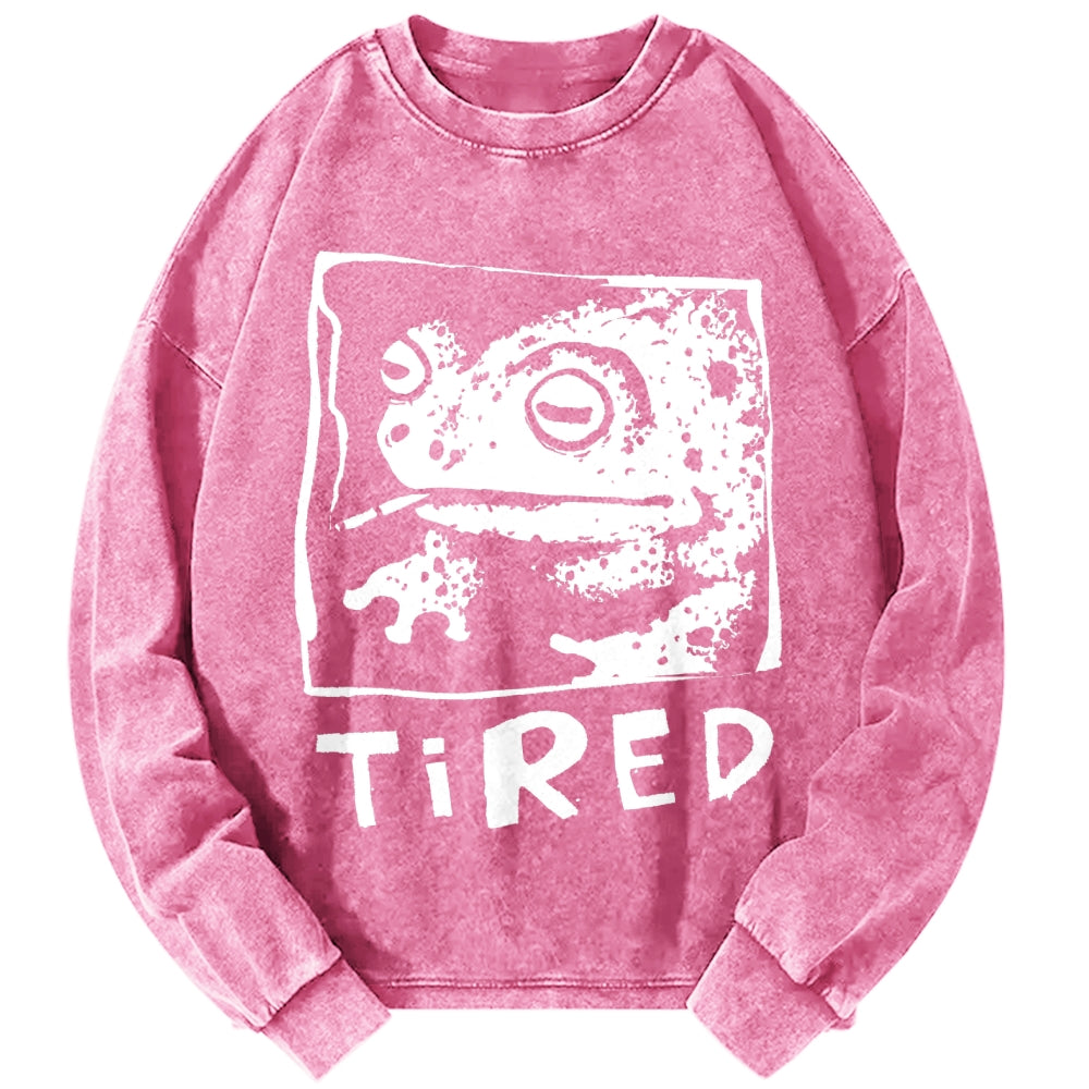 Unisex Tired Frog Vintage Washed Sweatshirts