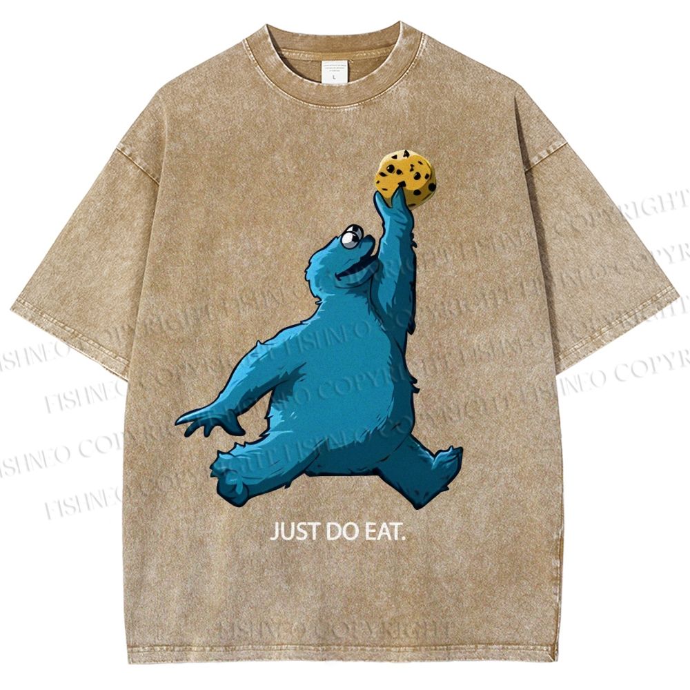 Unisex Just Do Eat Cookie Monster Printed Washed Tee