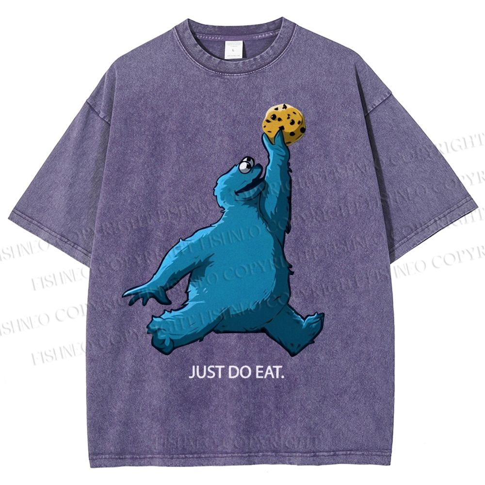 Unisex Just Do Eat Cookie Monster Printed Washed Tee