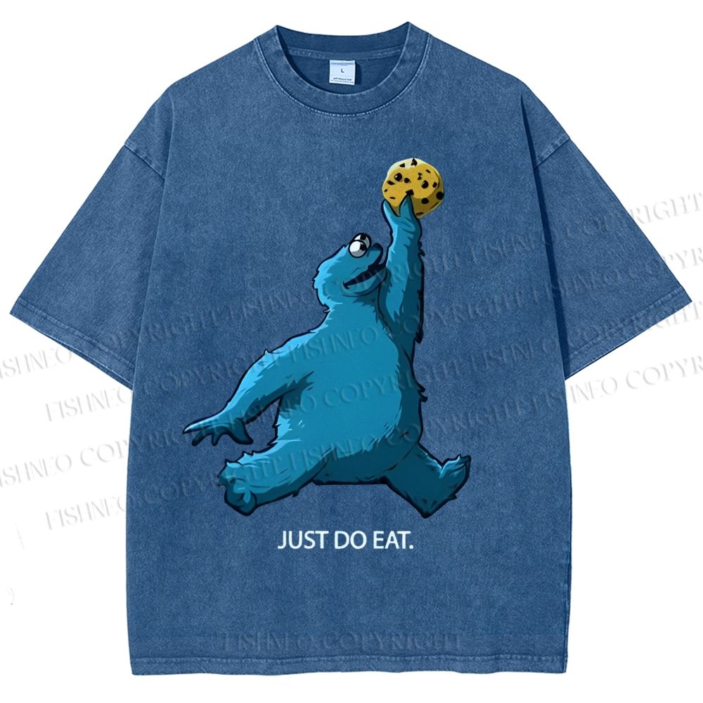 Unisex Just Do Eat Cookie Monster Printed Washed Tee