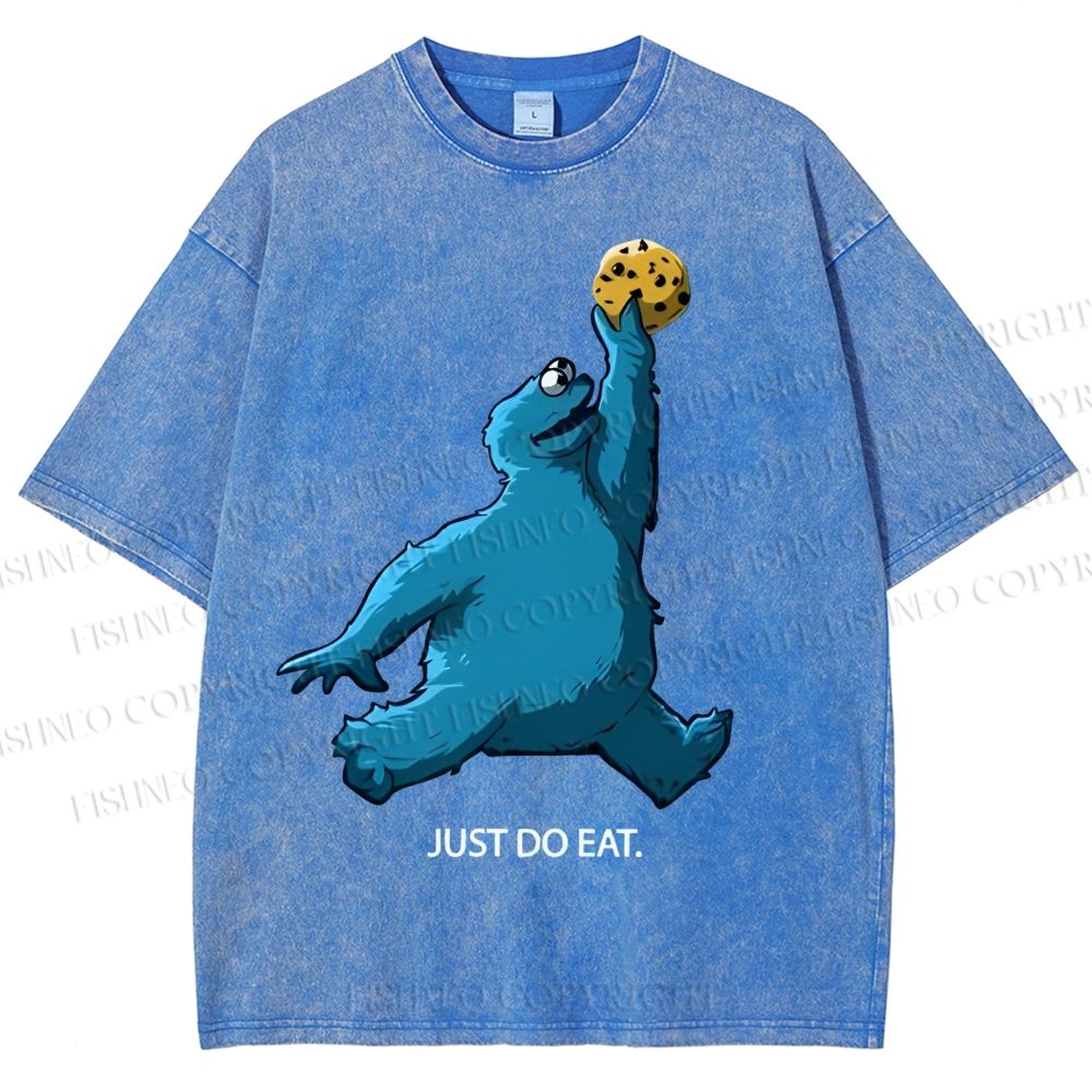 Unisex Just Do Eat Cookie Monster Printed Washed Tee